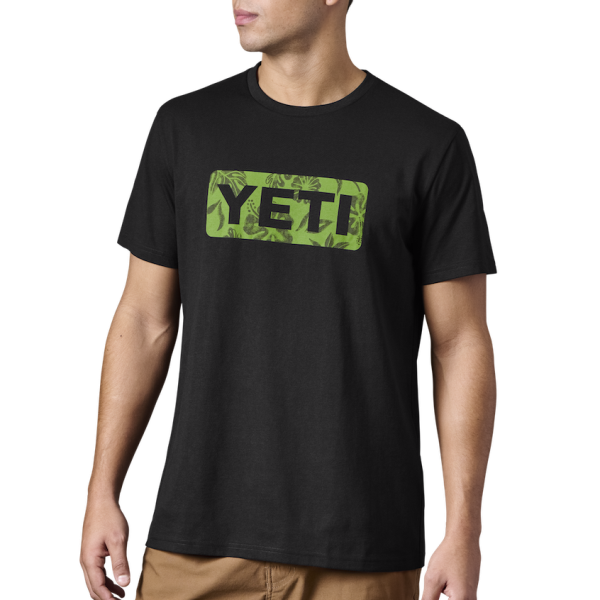 Black Yeti Floral Logo Badge Short Sleeve Tee Short Sleeve T-Shirt | KHWPEN-024