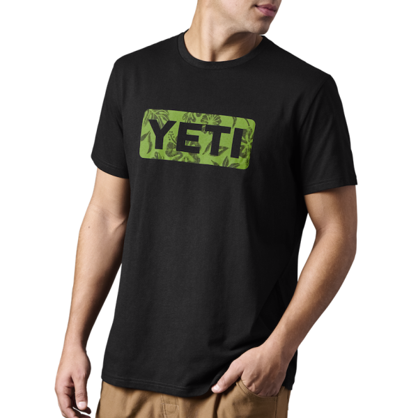 Black Yeti Floral Logo Badge Short Sleeve Tee Short Sleeve T-Shirt | KHWPEN-024