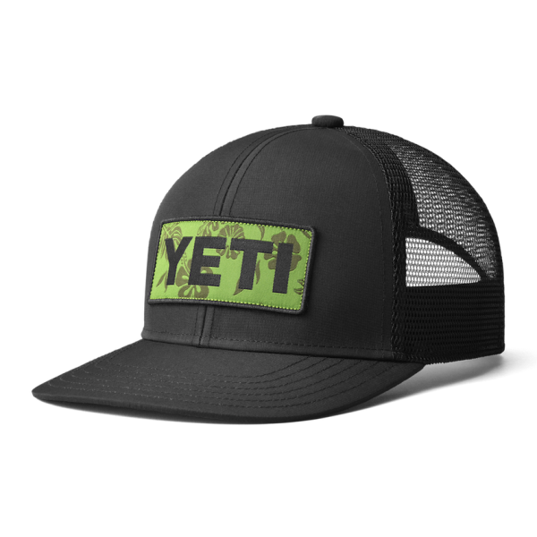 Black Yeti Floral Logo Badge Trucker Hat Hats | AFTRGM-046