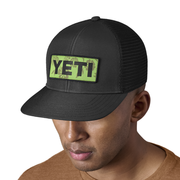 Black Yeti Floral Logo Badge Trucker Hat Hats | AFTRGM-046