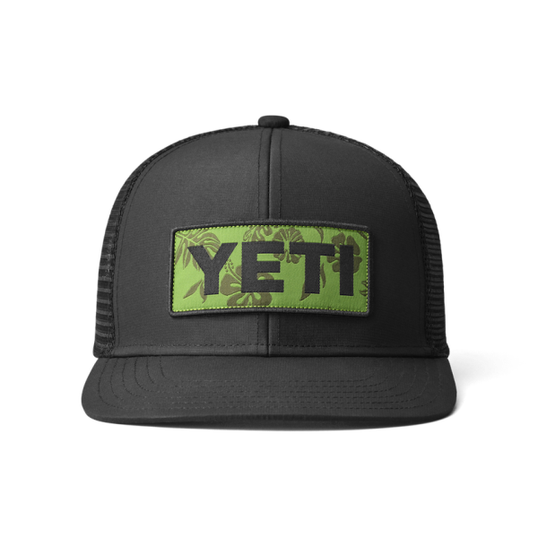 Black Yeti Floral Logo Badge Trucker Hat Hats | AFTRGM-046