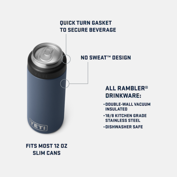 Black Yeti Rambler 12 oz Colster Slim Can Cooler Beer & Barware | OSQDWK-019