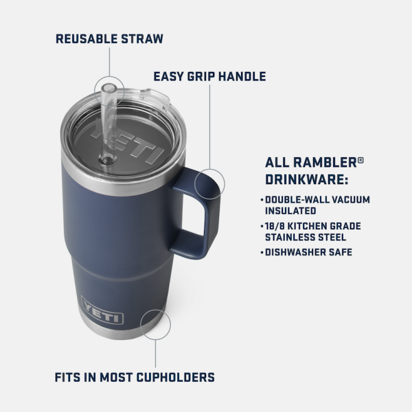 Black Yeti Rambler 25 oz Mug Straw Drinkware | CDJEZF-356