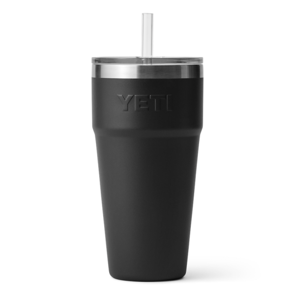 Black Yeti Rambler 26 oz Stackable Cup Straw Drinkware | YJEWTG-871