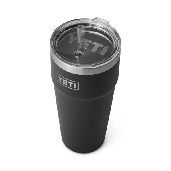 Black Yeti Rambler 26 oz Stackable Cup Straw Drinkware | YJEWTG-871