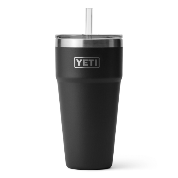 Black Yeti Rambler 26 oz Stackable Cup Straw Drinkware | YJEWTG-871