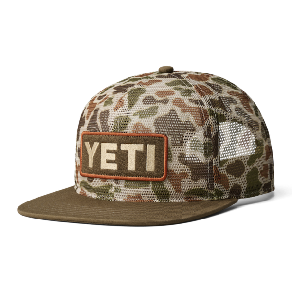 Brown/Camo Yeti Mesh Camo Flat Brim Hat Hats | GFSACJ-957