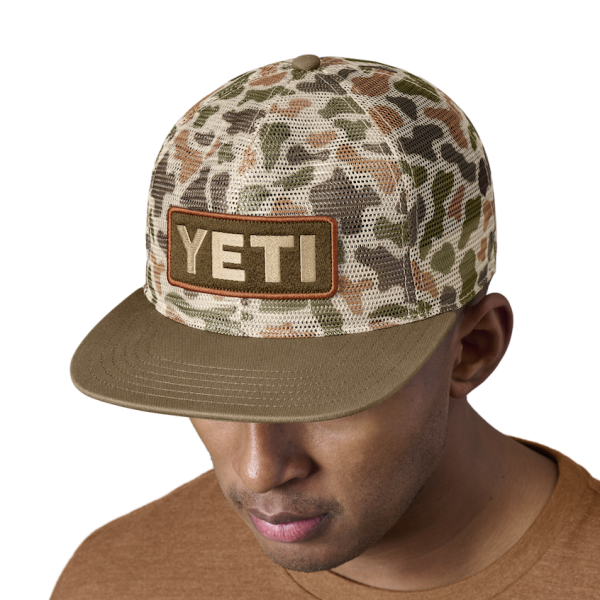 Brown/Camo Yeti Mesh Camo Flat Brim Hat Hats | GFSACJ-957