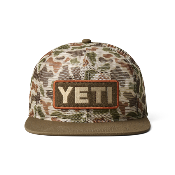 Brown/Camo Yeti Mesh Camo Flat Brim Hat Hats | GFSACJ-957