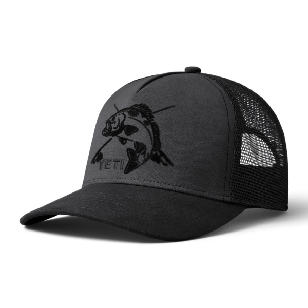 Dark Gray/Black Yeti Fishing Bass Trucker Hat Hats | ANOPZV-719