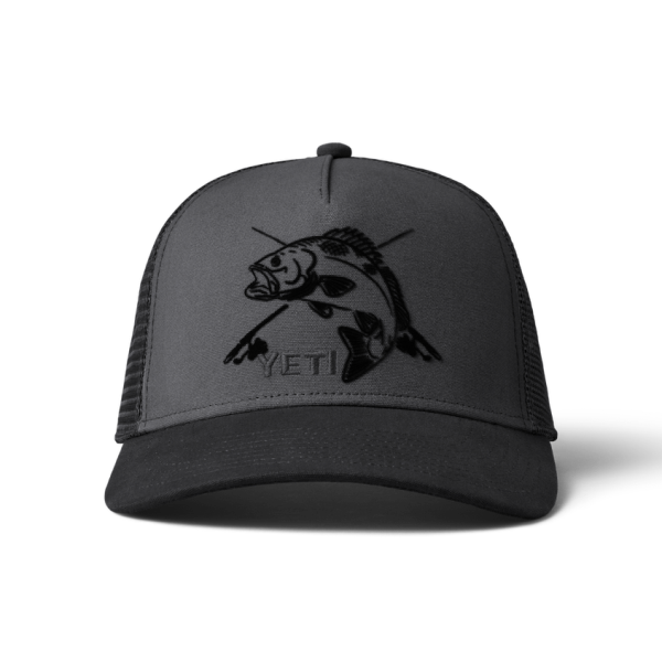 Dark Gray/Black Yeti Fishing Bass Trucker Hat Hats | ANOPZV-719