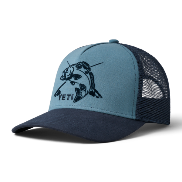 Deep Blue/Navy Yeti Fishing Bass Trucker Hat Hats | QHZUOT-973