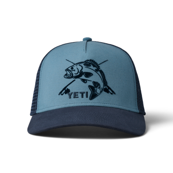 Deep Blue/Navy Yeti Fishing Bass Trucker Hat Hats | QHZUOT-973