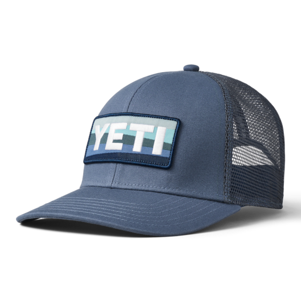 Deep Blue Yeti Sunrise Badge Trucker Hat Hats | AJOVLH-042