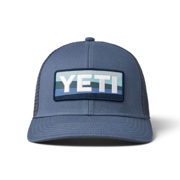 Deep Blue Yeti Sunrise Badge Trucker Hat Hats | AJOVLH-042