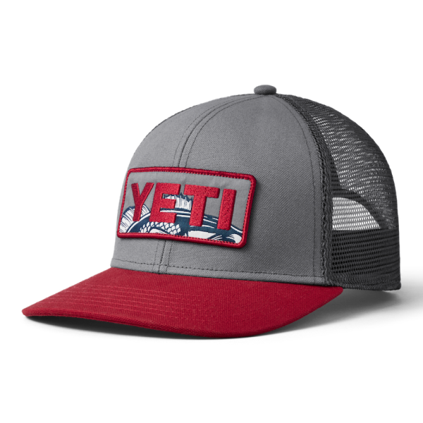 Gray/Rust Yeti Bass Badge Trucker Hat Hats | XAQYMB-245