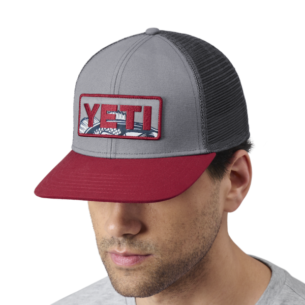 Gray/Rust Yeti Bass Badge Trucker Hat Hats | XAQYMB-245