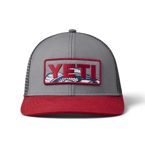 Gray/Rust Yeti Bass Badge Trucker Hat Hats | XAQYMB-245