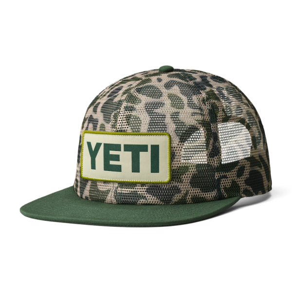 Green Camo Yeti Mesh Camo Flat Brim Hat Hats | WFNBEQ-914