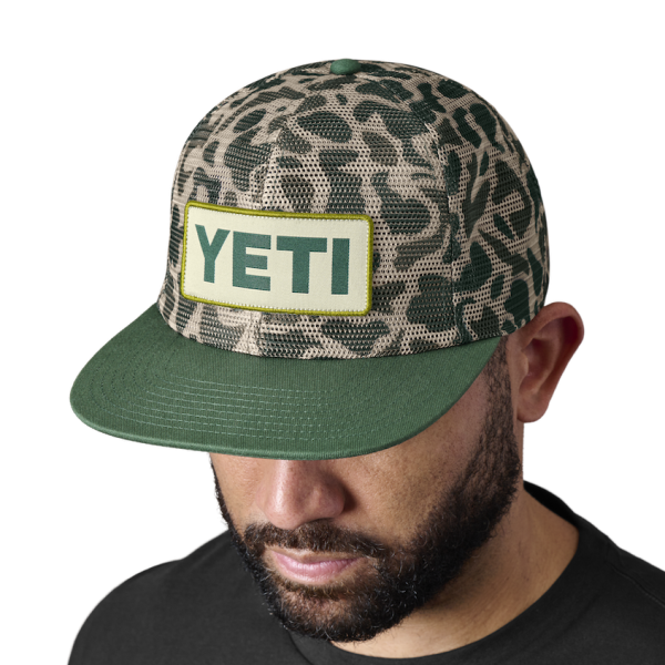 Green Camo Yeti Mesh Camo Flat Brim Hat Hats | WFNBEQ-914