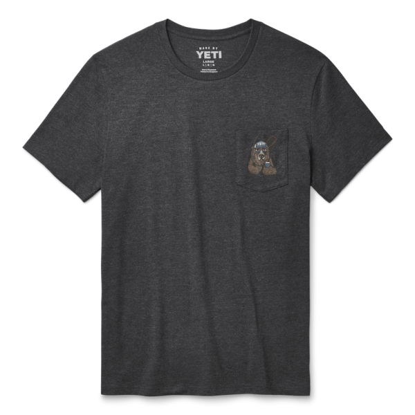 Heather Charcoal Yeti Cool Bear Pocket Short Sleeve T-Shirt Short Sleeve T-Shirt | UKBMOD-591