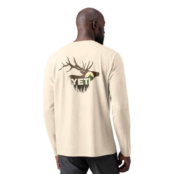 Heather Cream Yeti Sunrise Elk Long Sleeve T-Shirt Long Sleeve T-Shirt | WZUQXY-257