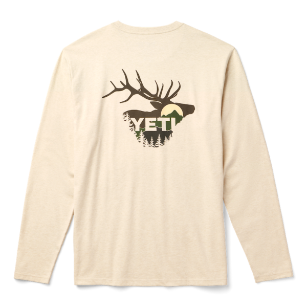 Heather Cream Yeti Sunrise Elk Long Sleeve T-Shirt Long Sleeve T-Shirt | WZUQXY-257