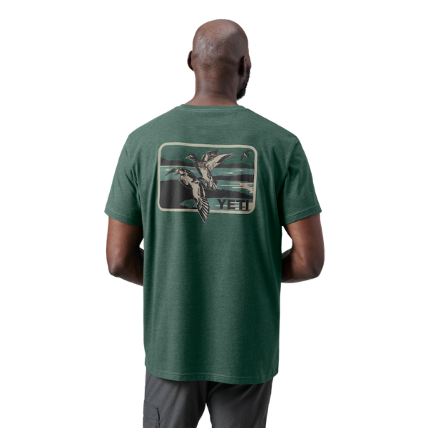 Heather Deep Green Yeti Duck Scene Short Sleeve T-Shirt Short Sleeve T-Shirt | EMUXLR-603