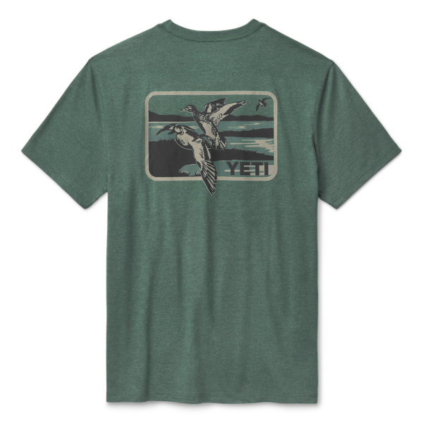 Heather Deep Green Yeti Duck Scene Short Sleeve T-Shirt Short Sleeve T-Shirt | EMUXLR-603