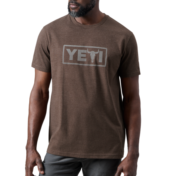 Heather Espresso Yeti Steer Badge Short Sleeve T-Shirt Short Sleeve T-Shirt | CLUDMO-742