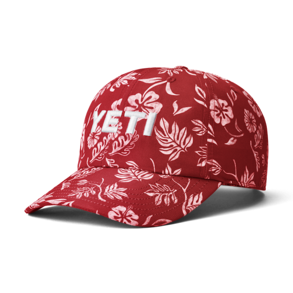 Heather Fire Red Yeti Floral Print Baseball Cap Hats | CJLYQX-657