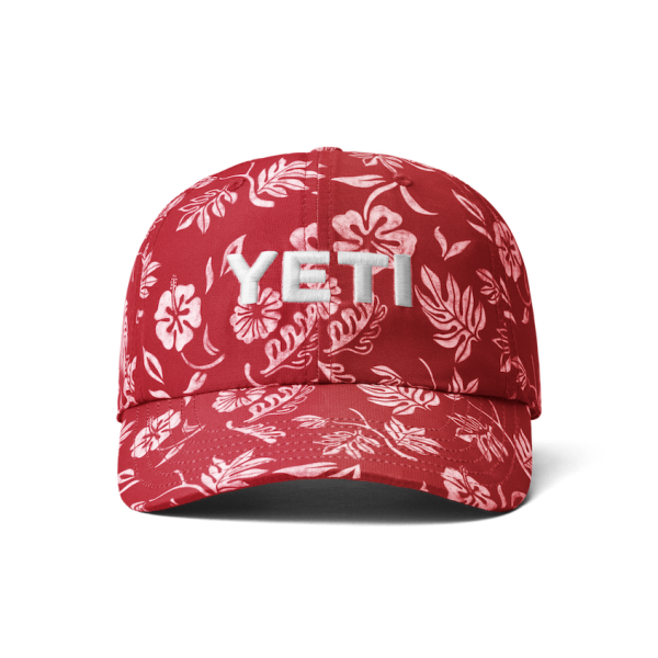 Heather Fire Red Yeti Floral Print Baseball Cap Hats | CJLYQX-657