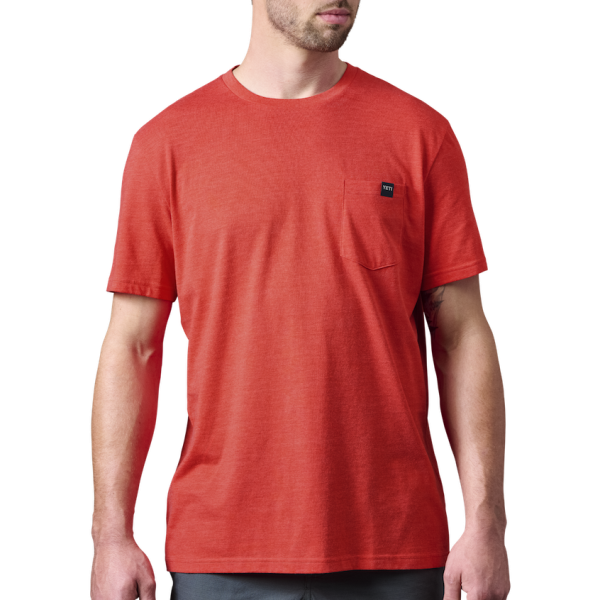 Heather Fire Red Yeti No Sleep Till Brisket Pocket Short Sleeve Tee Short Sleeve T-Shirt | KNAYGQ-893