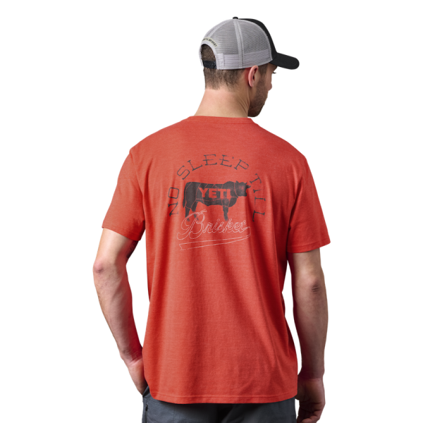 Heather Fire Red Yeti No Sleep Till Brisket Pocket Short Sleeve Tee Short Sleeve T-Shirt | KNAYGQ-893