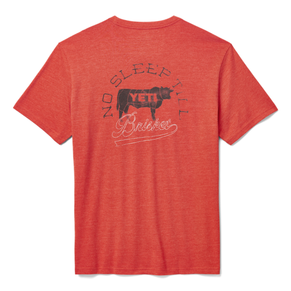 Heather Fire Red Yeti No Sleep Till Brisket Pocket Short Sleeve Tee Short Sleeve T-Shirt | KNAYGQ-893