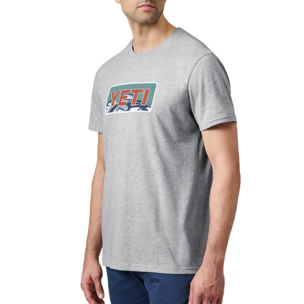 Heather Gray Yeti Bass Badge Short Sleeve T-Shirt Short Sleeve T-Shirt | BHSQEP-194