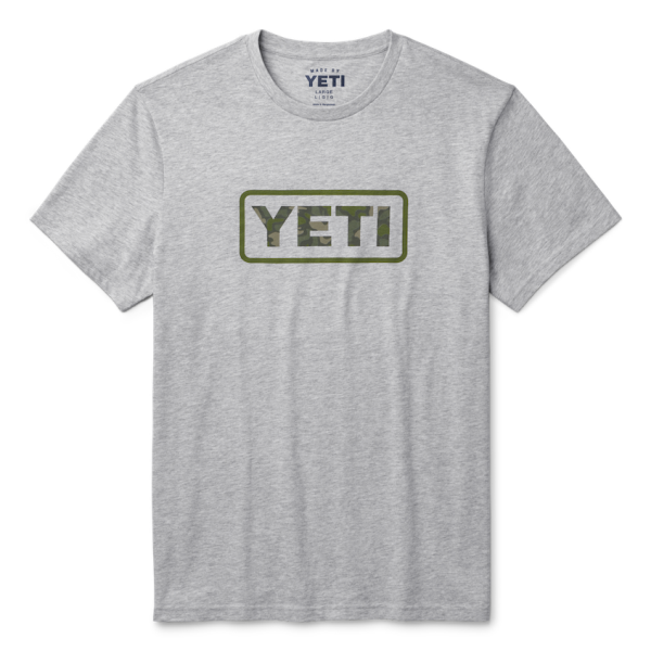 Heather Gray Yeti Camo Logo Badge Short Sleeve T-Shirt Short Sleeve T-Shirt | NPTEXD-487