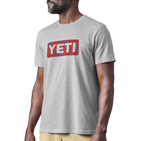 Heather Gray Yeti Floral Logo Badge Short Sleeve Tee Short Sleeve T-Shirt | JRDZLI-497