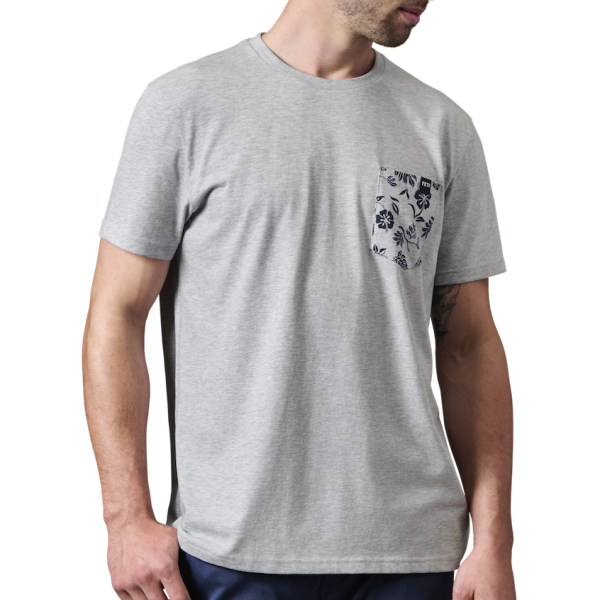 Heather Gray Yeti Floral Print Pocket Short Sleeve Tee Short Sleeve T-Shirt | CKTLEO-715