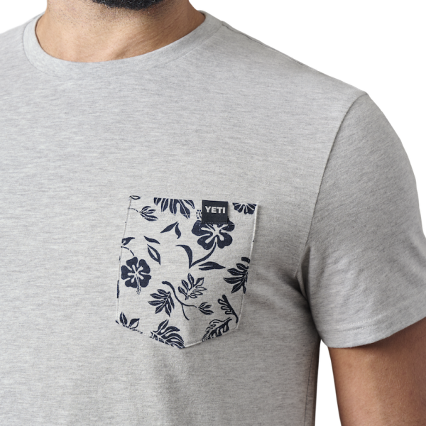 Heather Gray Yeti Floral Print Pocket Short Sleeve Tee Short Sleeve T-Shirt | CKTLEO-715