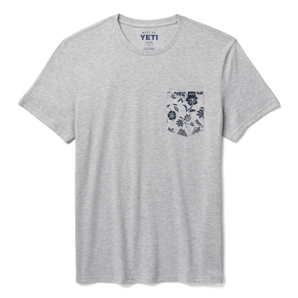 Heather Gray Yeti Floral Print Pocket Short Sleeve Tee Short Sleeve T-Shirt | CKTLEO-715