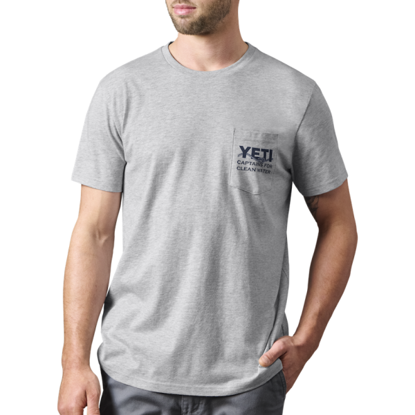 Heather Gray Yeti YETI X Captains for Clean Water Pocket Short Sleeve Tee Short Sleeve T-Shirt | ATNOJB-831