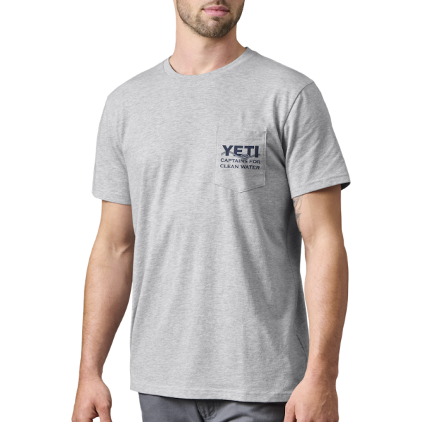 Heather Gray Yeti YETI X Captains for Clean Water Pocket Short Sleeve Tee Short Sleeve T-Shirt | ATNOJB-831