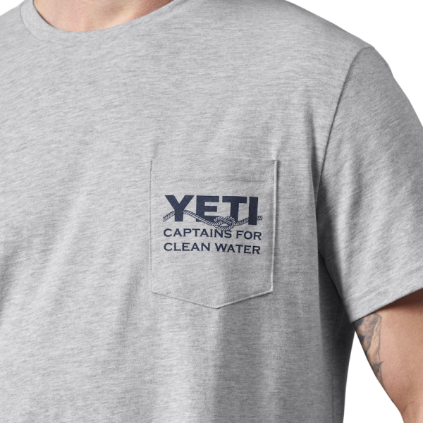 Heather Gray Yeti YETI X Captains for Clean Water Pocket Short Sleeve Tee Short Sleeve T-Shirt | ATNOJB-831