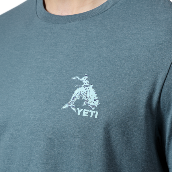 Heather Navy Yeti Tarpon Cowboy Short Sleeve T-Shirt Short Sleeve T-Shirt | NDJGIY-420