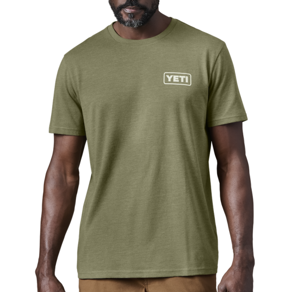 Heather Olive Yeti Built for the Wild Turkey Feather Short Sleeve Tee Short Sleeve T-Shirt | OVSFHI-983