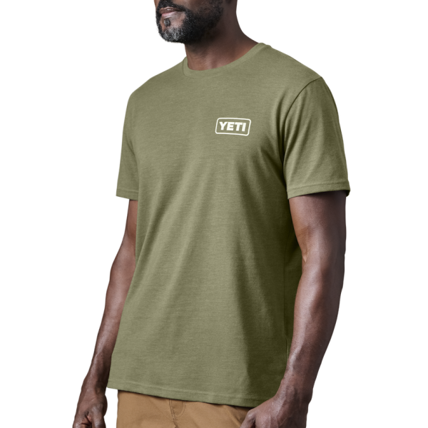 Heather Olive Yeti Built for the Wild Turkey Feather Short Sleeve Tee Short Sleeve T-Shirt | OVSFHI-983