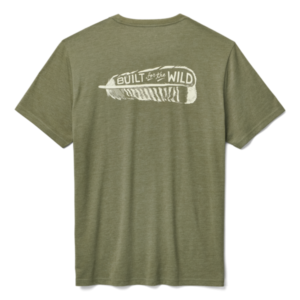 Heather Olive Yeti Built for the Wild Turkey Feather Short Sleeve Tee Short Sleeve T-Shirt | OVSFHI-983