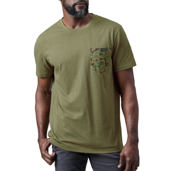 Heather Olive Yeti Camo Pocket Short Sleeve T-Shirt Short Sleeve T-Shirt | SCJZYM-532