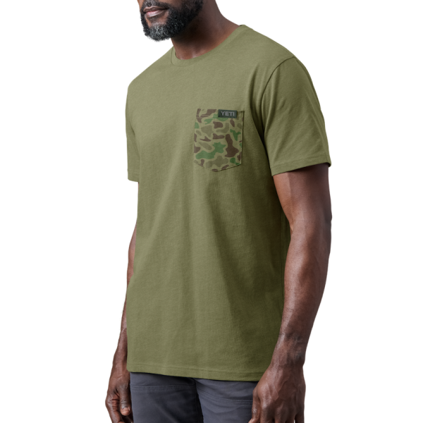 Heather Olive Yeti Camo Pocket Short Sleeve T-Shirt Short Sleeve T-Shirt | SCJZYM-532